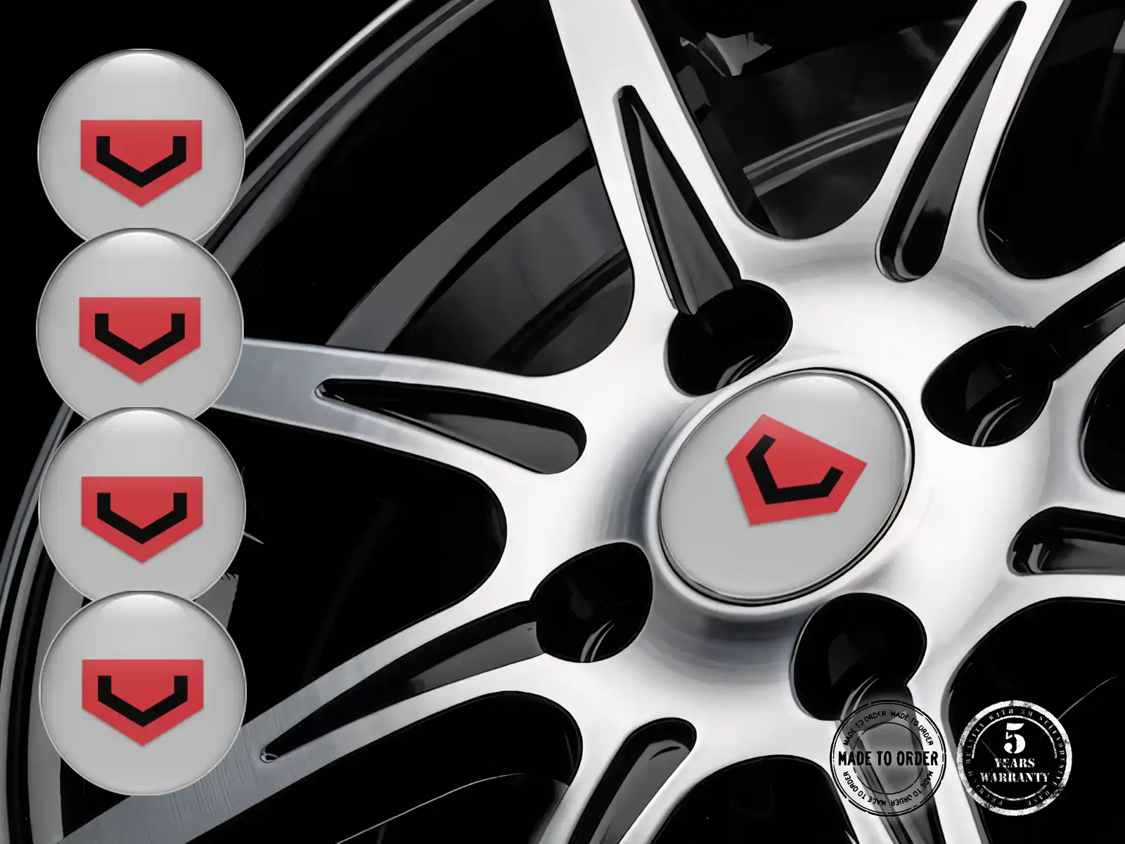 Vossen Emblema de Rueda Estilo Mejora de Cúpula en Resina